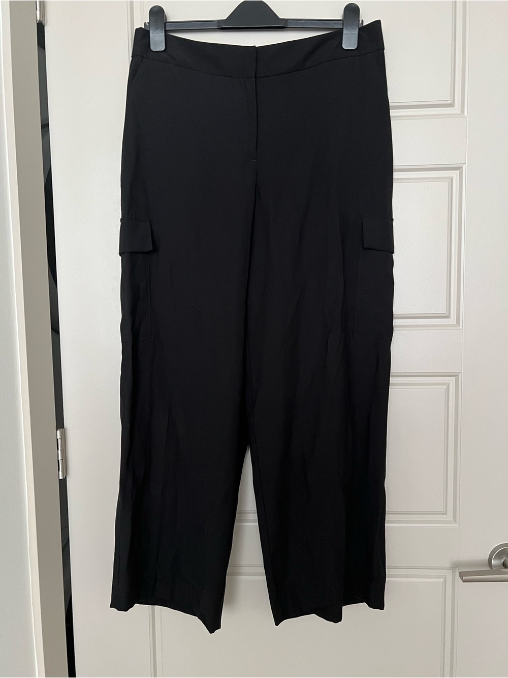 Investments Petites Women’s Petites Black Wide-Leg Cargo Pants size PLR NWT